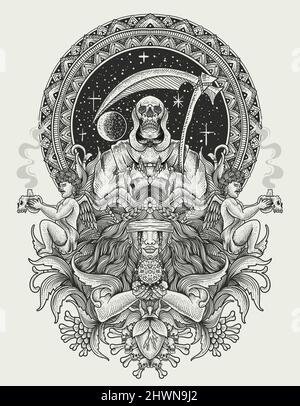 illustration plague doctor monochrome style Stock Vector Image & Art ...