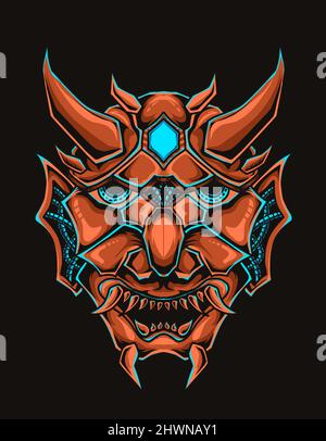 illustration vector oni mask robotic style Stock Vector