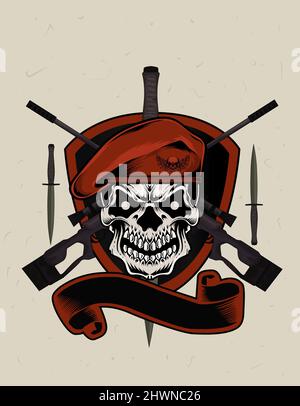 illustration vector skull army logo Stock Vector