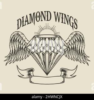 illustration vector diamond wings logo Stock Vector