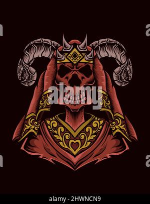 illustration vector scary demon king skull Stock Vector