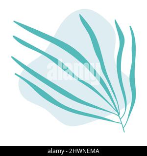 Leaf Line Art With Shapes In Pastel Stock Vector