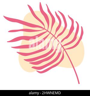 Leaf Line Art With Shapes In Pastel Stock Vector