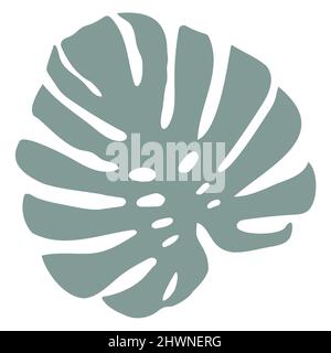 Monstera Leaf Line Art With Shapes In Pastel Stock Vector