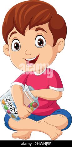 Cartoon little boy with candy balls Stock Vector