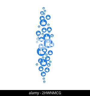 Likes and thumbs flying up for stories and live streams. Thumbs icons for social media ui. Vector illlustration isolated in white background Stock Vector