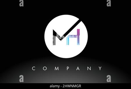 MH Logo.  Letter Design Vector with Purple and Black Colors. Stock Vector