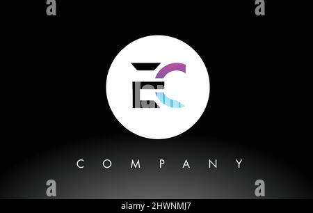 EC Logo.  Letter Design Vector with Purple and Black Colors. Stock Vector
