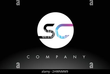 SC Logo.  Letter Design Vector with Purple and Black Colors. Stock Vector