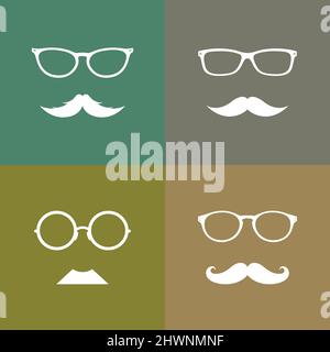 Vector image group of glasses and mustache. Easy editable layered vector illustration. Stock Vector