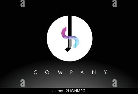 JS Logo.  Letter Design Vector with Purple and Black Colors. Stock Vector