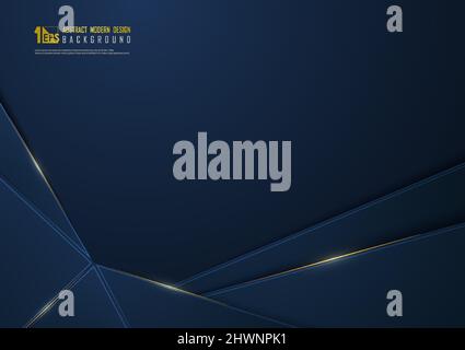 Abstract luxury gradient blue template decoration design. Overlapping of paper cut pattern background. Stock Vector