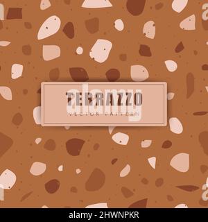 Colorful terrazzo imitation. Seamless pattern with glass, marble and natural stone. Retro vector illustration Stock Vector