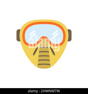 Protection facial mask, vector flat paintball or airsoft icon Stock Vector