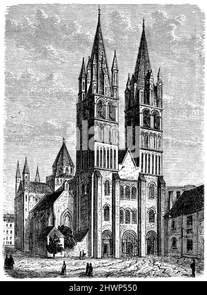 St. Stephen at Caen, burial place of William the Conqueror, ,  (encyclopedia, 1893), St. Stephan zu Caen, Grabstätte Wilhelms des Eroberers, Saint-Étienne de Caen, tombeau de Guillaume le Conquérant Stock Photo