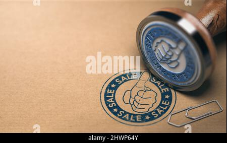 3d illustration of a rubber stamp with the text sales printed on a brown paper Stock Photo