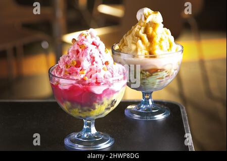 Asian shaved ice dessert, ice kacang Stock Photo