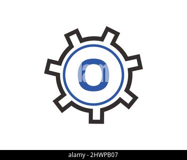 Gear Logo on letter O. Initial O Gear Letter Logo Design Template Stock Vector