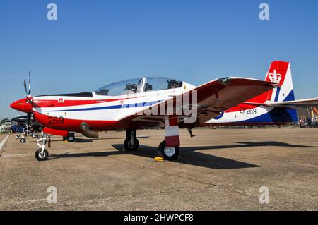 Royal Air Force Short Tucano training plane ZF269 in 2012 specially painted for the Queen's Diamond Jubilee year celebrations. Patriotic colours Stock Photo