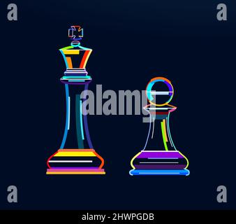 Abstract Chess, Board Game, Chess Pieces From Multicolored Paints. Colored  Drawing Royalty Free SVG, Cliparts, Vectors, and Stock Illustration. Image  188985362.