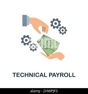 Technical Payroll flat icon. Colored element sign from recruitment collection. Flat Technical Payroll icon sign for web design, infographics and more. Stock Vector