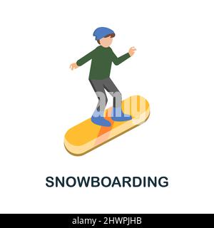 Snowboarding flat icon. Colored element sign from winter sport collection. Flat Snowboarding icon sign for web design, infographics and more. Stock Vector