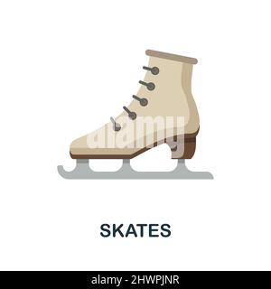 Skates flat icon. Colored element sign from winter sport collection. Flat Skates icon sign for web design, infographics and more. Stock Vector