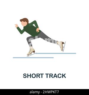 Short Track flat icon. Colored element sign from winter sport collection. Flat Short Track icon sign for web design, infographics and more. Stock Vector