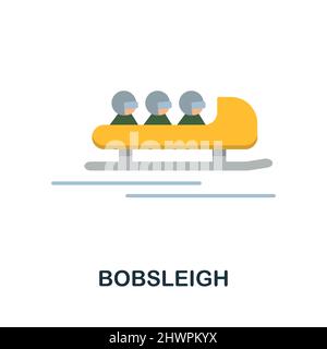 Bobsleigh flat icon. Colored element sign from winter sport collection. Flat Bobsleigh icon sign for web design, infographics and more. Stock Vector