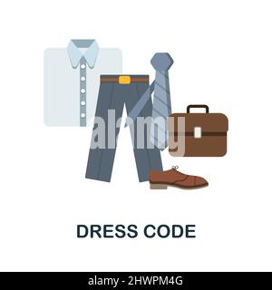 Dress Code flat icon. Colored element sign from work from office collection. Flat Dress Code icon sign for web design, infographics and more. Stock Vector
