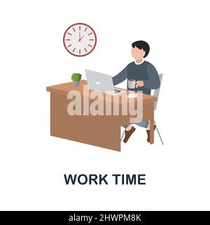 Work Time flat icon. Colored element sign from work from office collection. Flat Work Time icon sign for web design, infographics and more. Stock Vector