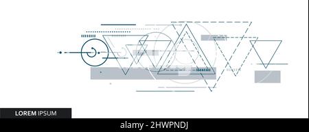 Connect triangle cover design. Dotted lines and circles polygonal triangles illustration. Vector background Stock Vector