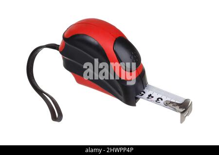 Tape measure tool (yard-measure) for measuring length isolated on white background Stock Photo