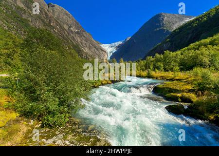 Briksdal Glacier River, Jostedalsbreen National Park, Norway, Scandinavia, Europe Stock Photo