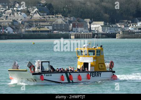 The Ferry boat that runs between Padstow and Rock across the River Camel estuary in Cornwall Stock Photo