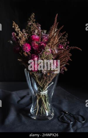 Studio shot of bouquet of various dried flowers Stock Photo