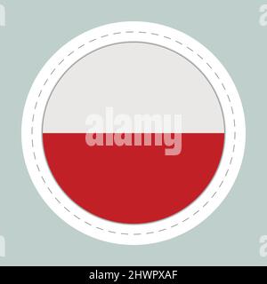 Sticker ball with flag of Poland. Round sphere, template icon. Polish national symbol. Glossy realistic ball, 3D abstract vector illustration. Big Stock Vector