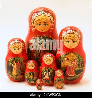 Matrioshkas. Typical Russian dolls. Stock Photo
