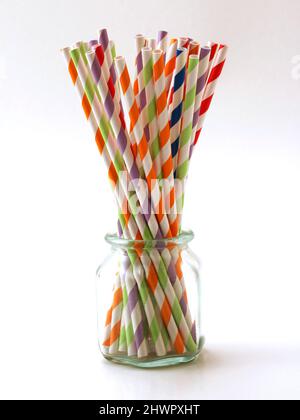 Sustainable drinking straws of paper. Stock Photo