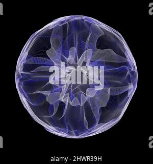 Three dimensional render of purple wireframe sphere Stock Photo