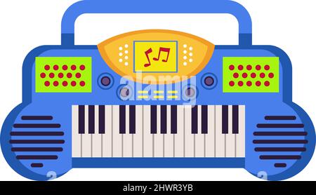 Kid music keyboard. Electric piano. Child synthesizer Stock Vector