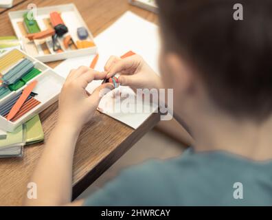 7th of March 2022, Russia, Tomsk, boy moldes from plasticine realistic photo Stock Photo