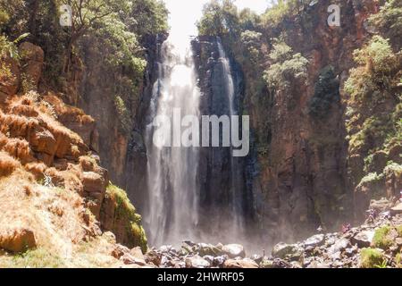 Scenic view of Thompson Falls in rural Kenya Stock Photo