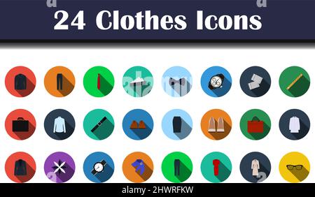 Clothes Icon Set. Flat Design With Long Shadow. Vector illustration. Stock Vector