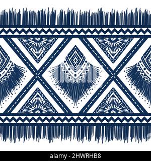 Navy Indigo Blue Diamond on White background. Geometric ethnic oriental ...