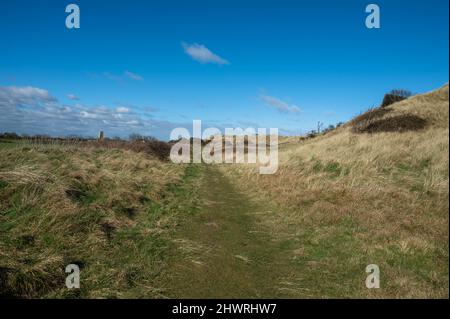 Derelict wooden coastal beach holiday home in the state of disrepair Stock Photo