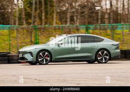 Nio ET7 on a test track during an official media test in Shanghai, China. Stock Photo