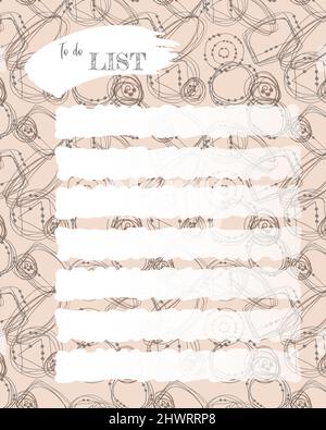 To do list , planner note-taking planner, collage witch doodle. Lined field for notes, ideas, plans, to-do list, reminders. Vector illustration Stock Vector
