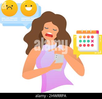 Woman calendar mobile app design vector icon. Phone application for menstruation monitoring, monthly menstrual cycle and ovulation period planning Stock Vector