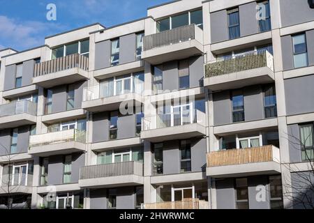 New multi-family apartment building seen in Berlin, Germany Stock Photo